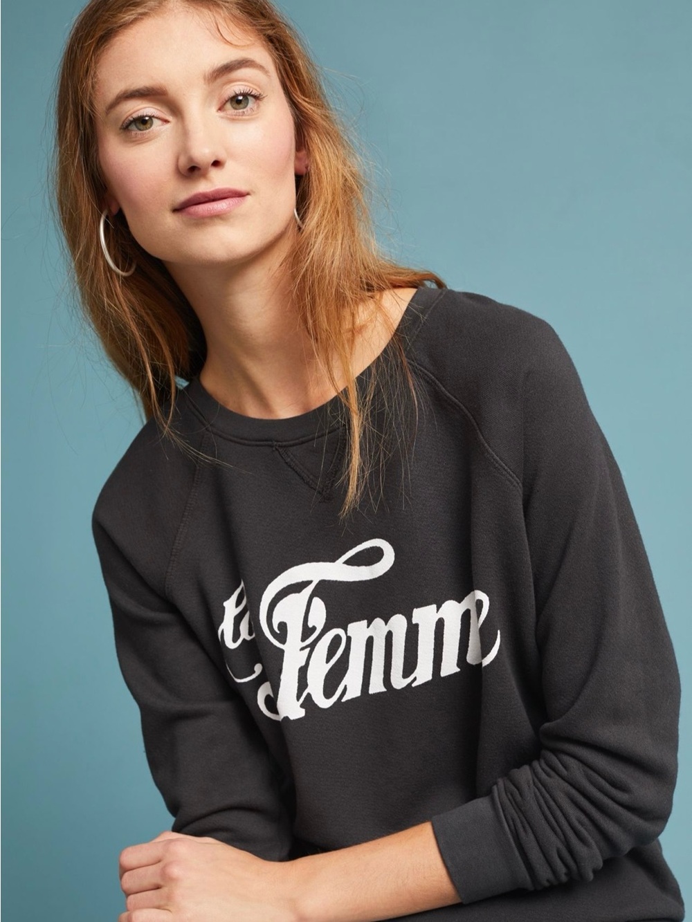 Anthropologie Black 'Femme' Graphic Crew Sweatshirt
